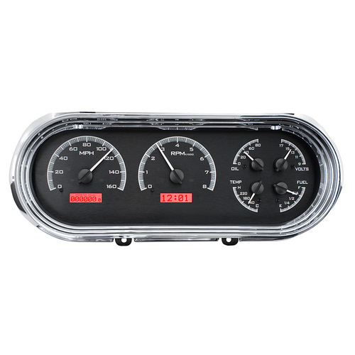 Dakota Digital Gauge Kit, 1963- 65 For Chevrolet For Nova, Analog, Black Background, Alloy Style Face, Red Display