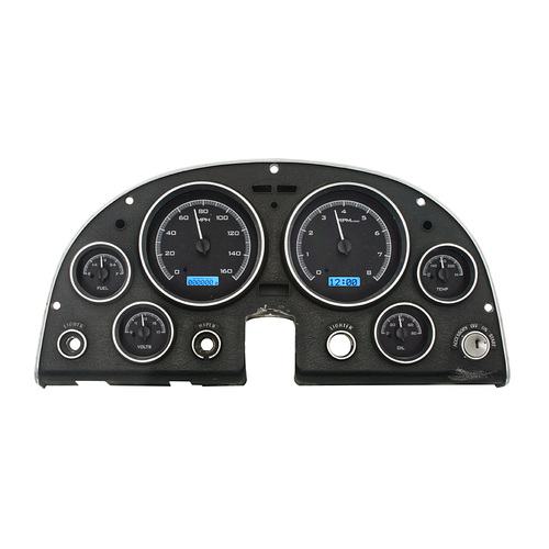 Dakota Digital Gauge Kit, 1963- 67 For Chevrolet Corvette, Analog, Black Background, Alloy Style Face, Blue Display