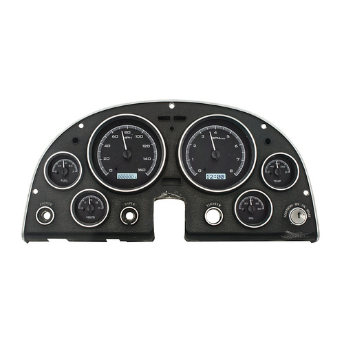 Dakota Digital Gauge Kit, 1963- 67 For Chevrolet Corvette, Analog, Black Background, Alloy Style Face, White Display