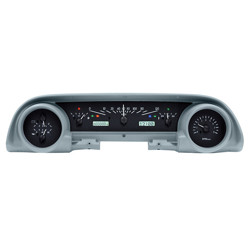 Dakota Digital Gauge Kit, 1963- 64 For Ford Galaxie, Analog, Black Background, Alloy Style Face, White Display