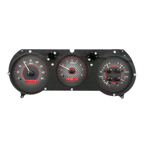 Dakota Digital Gauge Kit, 1964- 65 For Chevrolet For Chevelle/ El Camino, Analog, Carbon Fiber Background, Alloy Style Face, Red Display