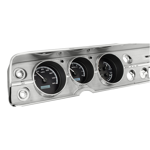 Dakota Digital Gauge Kit, 1964- 65 For Chevrolet For Chevelle/ El Camino, Analog, Black Background, Alloy Style Face, White Display