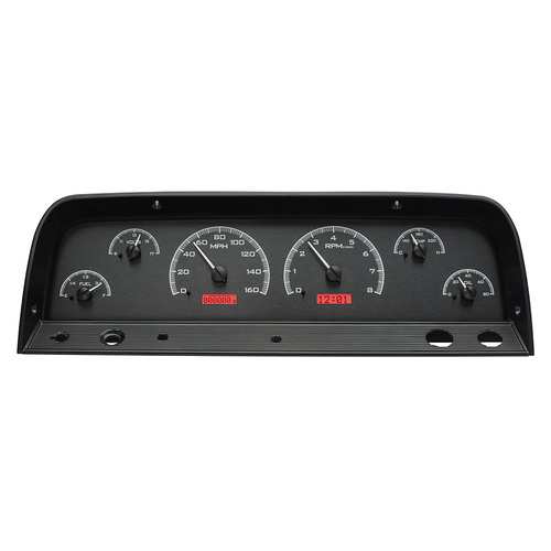 Dakota Digital Gauge Kit, 1964- 66 For Chevrolet Pickup, Analog, Black Background, Alloy Style Face, Red Display