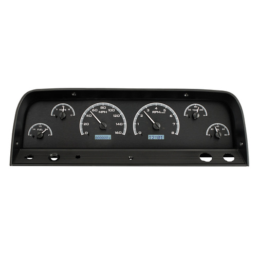 Dakota Digital Gauge Kit, 1964- 66 For Chevrolet Pickup, Analog, Black Background, Alloy Style Face, White Display