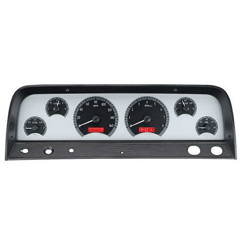 Dakota Digital Gauge Kit, 1964- 66 For Chevrolet Pickup, Analog, Silver Background, Alloy Style Face, Red Display