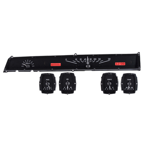 Dakota Digital Gauge Kit, 1964- 65 For Lincoln Continental, Analog, Black Background, Alloy Style Face, Red Display