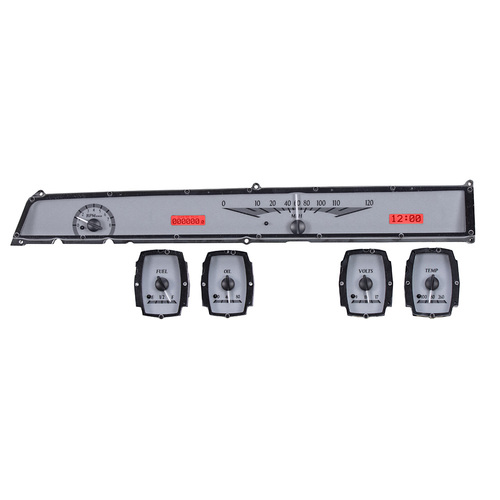Dakota Digital Gauge Kit, 1964- 65 For Lincoln Continental, Analog, Silver Background, Alloy Style Face, Red Display