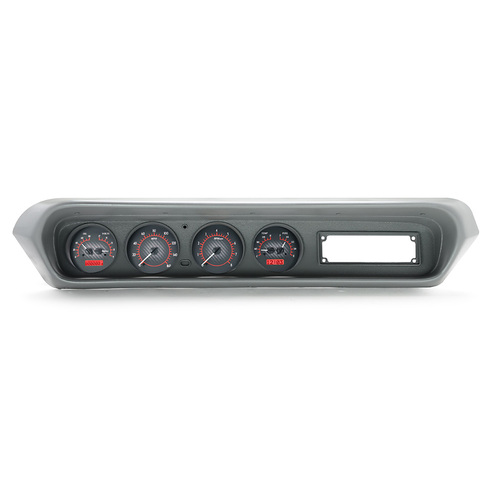 Dakota Digital Gauge Kit, 1964- 67 For Pontiac GTO/ LeMans/ Tempest, Analog, Carbon Fiber Background, Alloy Style Face, Red Display