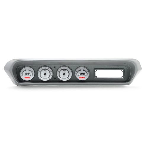 Dakota Digital Gauge Kit, 1964- 67 For Pontiac GTO/ LeMans/ Tempest, Analog, Silver Background, Alloy Style Face, Red Display