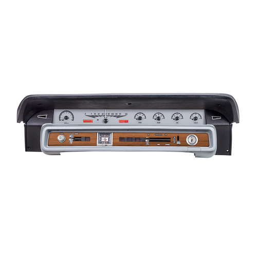 Dakota Digital Gauge Kit, 1965- 66 For Ford Galaxie, Analog, Silver Background, Alloy Style Face, Red Display