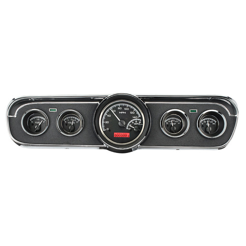 Dakota Digital Gauge Kit, 1965- 66 For Ford For Mustang, Analog, Black Background, Alloy Style Face, Red Display