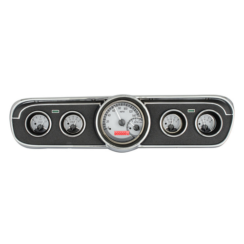 Dakota Digital Gauge Kit, 1965- 66 For Ford For Mustang, Analog, Silver Background, Alloy Style Face, Red Display