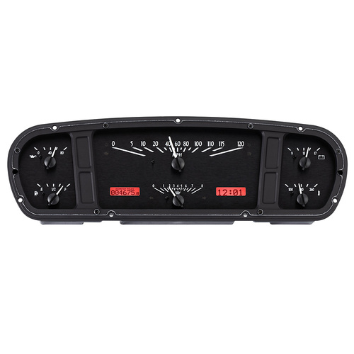 Dakota Digital Gauge, Analong, 1965-66 For Ford Custom Cab Truck VHX System, Black Alloy Style Face, Red Display, Each