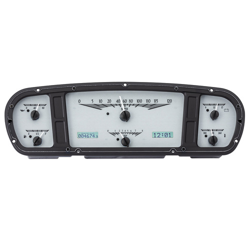 Dakota Digital Gauge, Analong, 1965-66 For Ford Custom Cab Truck VHX System, Silver Alloy Style Face, White Display, Each
