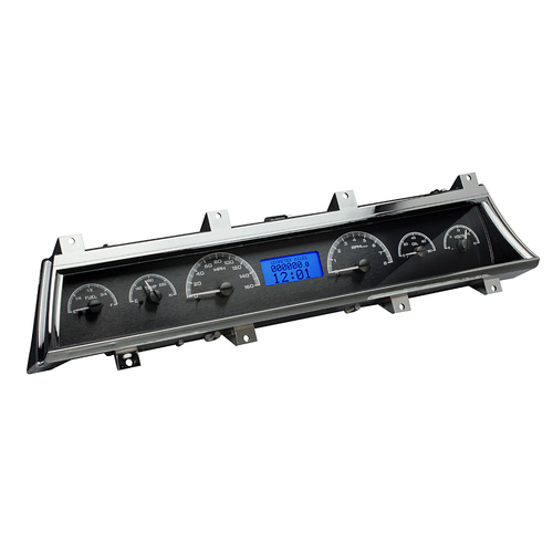 Dakota Digital Gauge Kit, 1966- 67 For Chevrolet For Chevelle/El Camino, Analog, Black Background, Alloy Style Face, Blue Display