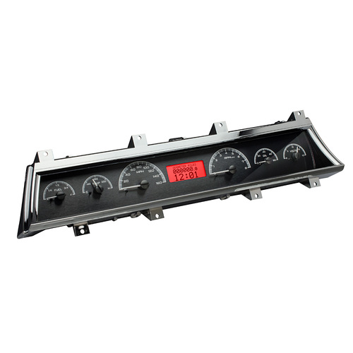 Dakota Digital Gauge Kit, 1966- 67 For Chevrolet For Chevelle/El Camino, Analog, Black Background, Alloy Style Face, Red Display