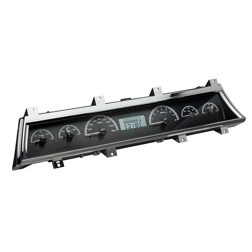 Dakota Digital Gauge Kit, 1966- 67 For Chevrolet For Chevelle/El Camino, Analog, Black Background, Alloy Style Face, White Display