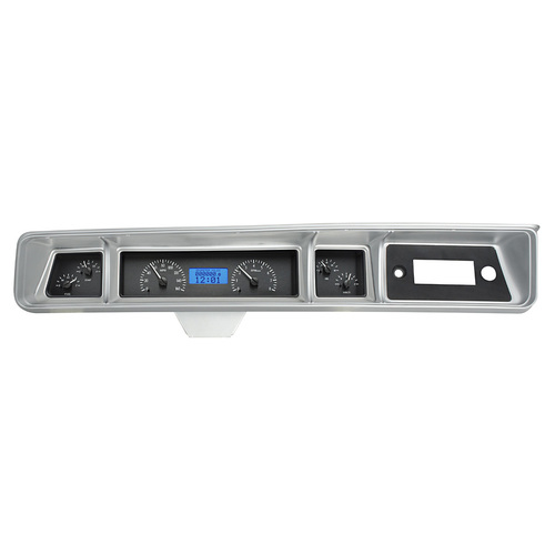 Dakota Digital Gauge Kit, 1966 For Chevrolet Caprice/ For Impala, Analog, Black Background, Alloy Style Face, Blue Display