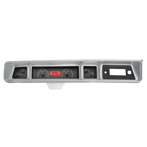 Dakota Digital Gauge Kit, 1967 For Chevrolet Caprice/ For Impala, Analog, Black Background, Alloy Style Face, Red Display