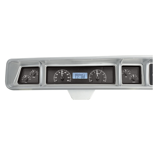 Dakota Digital Gauge Kit, 1968 For Chevrolet Caprice/ For Impala, Analog, Black Background, Alloy Style Face, White Display