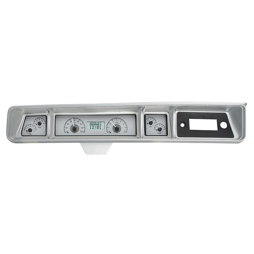 Dakota Digital Gauge Kit, 1971 For Chevrolet Caprice/ For Impala, Analog, Silver Background, Alloy Style Face, White Display