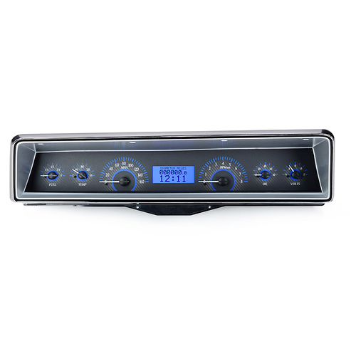 Dakota Digital Gauge Kit, 1966- 67 For Chevrolet For Nova, Analog, Carbon Fiber Background, Alloy Style Face, Blue Display