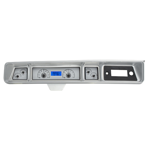 Dakota Digital Gauge Kit, 1966- 67 For Chevrolet For Nova, Analog, Silver Background, Alloy Style Face, Blue Display
