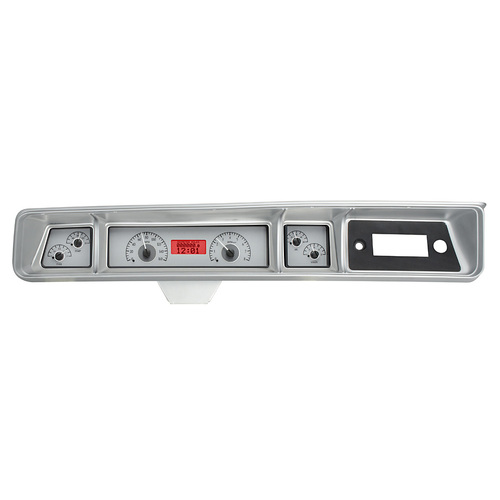 Dakota Digital Gauge Kit, 1966- 67 For Chevrolet For Nova, Analog, Silver Background, Alloy Style Face, Red Display