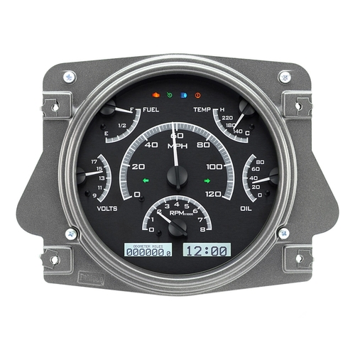 Dakota Digital Gauge Kit, 1966- 77 For Ford Bronco, Analog, Black Background, Alloy Style Face, White Display