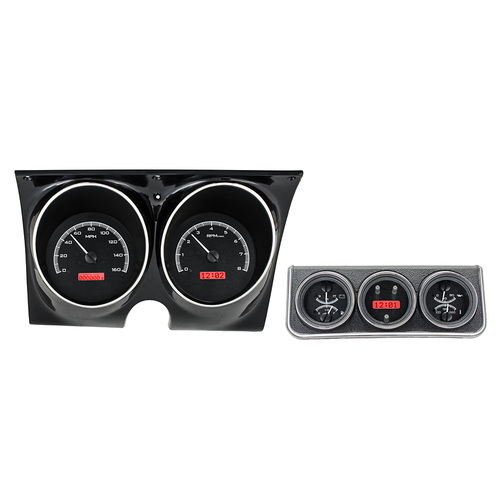 Dakota Digital Gauge Kit, 1968 For Camaro with Console gauges, Analog, Black Background, Alloy Style Face, Red Display