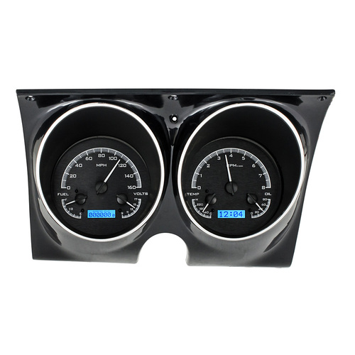 Dakota Digital Gauge Kit, 1967- 68 For Camaro/ For Firebird, Analog, Black Background, Alloy Style Face, Blue Display