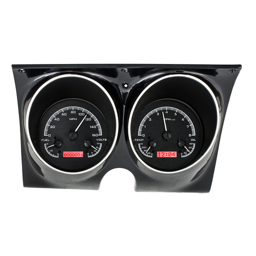 Dakota Digital Gauge Kit, 1967- 68 For Camaro/ For Firebird, Analog, Black Background, Alloy Style Face, Red Display