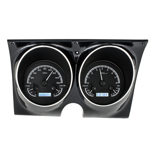 Dakota Digital Gauge Kit, 1967- 68 For Camaro/ For Firebird, Analog, Black Background, Alloy Style Face, White Display