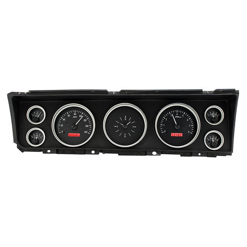 Dakota Digital Gauge Kit, 1968 For Chevrolet Caprice/ For Impala, Analog, Black Background, Alloy Style Face, Red Display