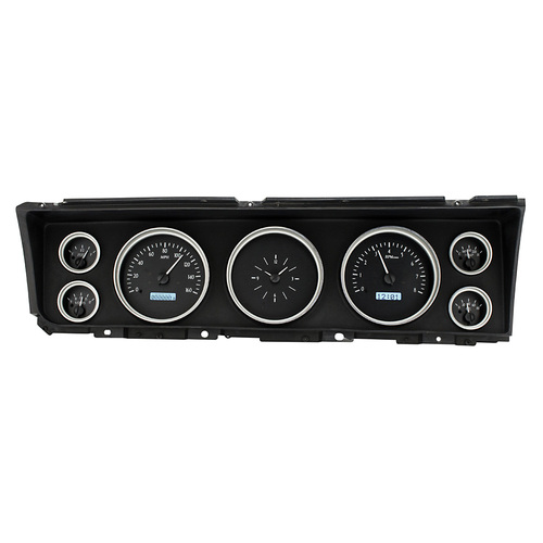 Dakota Digital Gauge Kit, 1967 For Chevrolet Caprice/ For Impala, Analog, Black Background, Alloy Style Face, White Display