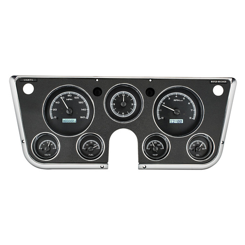 Dakota Digital Gauge Kit, 1967- 72 For Chevrolet/ GMC, Analog, Black Background, Alloy Style Face, White Display