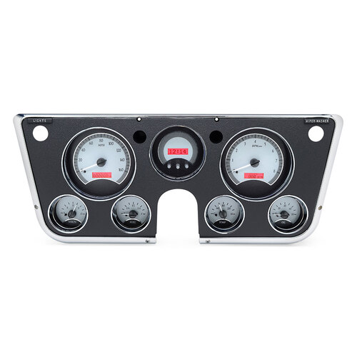 Dakota Digital Gauge Kit, 1967- 72 For Chevrolet/ GMC, Digital, Silver Background, Alloy Style Face, Red Display