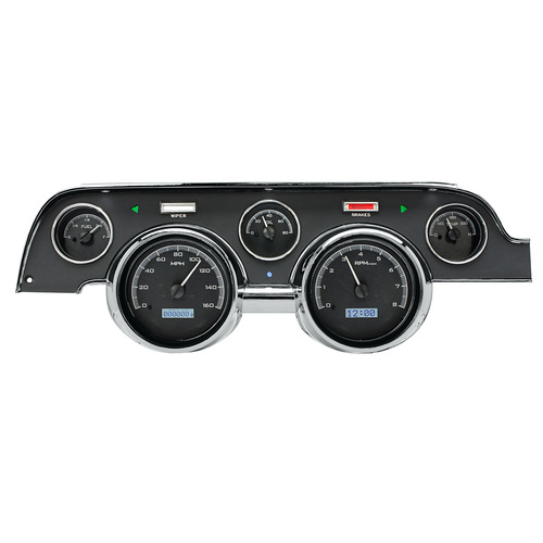 Dakota Digital Gauge Kit, 1967- 68 For Ford For Mustang, Analog, Black Background, Alloy Style Face, White Display