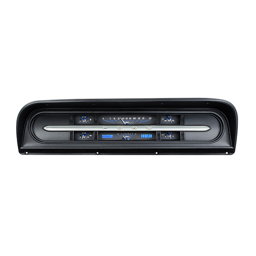 Dakota Digital Gauge Kit, 1967- 72 For Ford Pickup, Analog, Carbon Fiber Background, Alloy Style Face, Blue Display