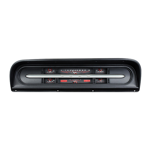 Dakota Digital Gauge Kit, 1967- 72 For Ford Pickup, Analog, Carbon Fiber Background, Alloy Style Face, Red Display