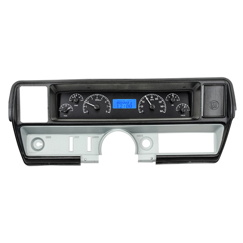 Dakota Digital Gauge Kit, 1968- 69 For Buick Skylark, Analog, Black Background, Alloy Style Face, Blue Display