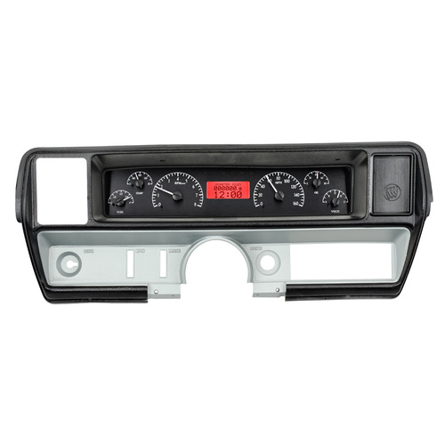 Dakota Digital Gauge Kit, 1968- 69 For Buick Skylark, Analog, Black Background, Alloy Style Face, Red Display