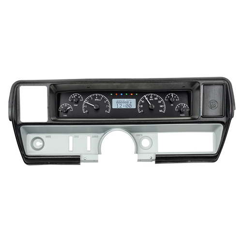 Dakota Digital Gauge Kit, 1968- 69 For Buick Skylark, Analog, Black Background, Alloy Style Face, White Display