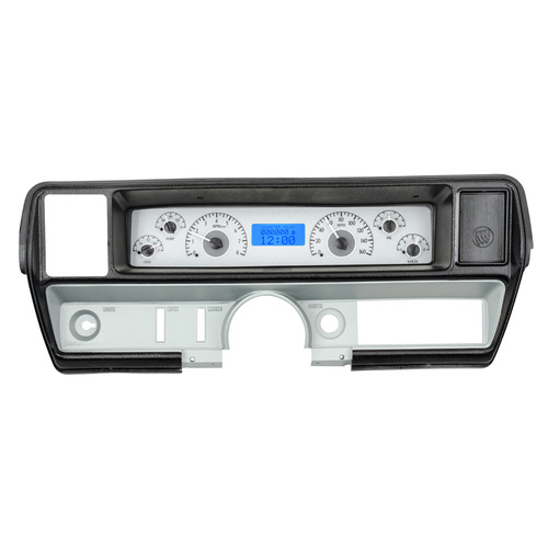 Dakota Digital Gauge Kit, 1968- 69 For Buick Skylark, Analog, Silver Background, Alloy Style Face, Blue Display