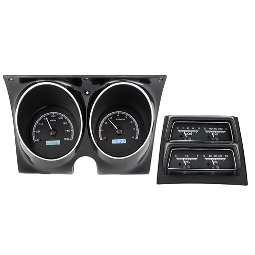 Dakota Digital Gauge Kit, 1968 For Camaro with Console, Analog, Black Background, Alloy Style Face, White Display