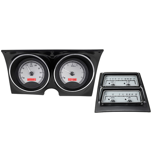Dakota Digital Gauge Kit, 1968 For Camaro with Console, Analog, Silver Background, Alloy Style Face, Red Display