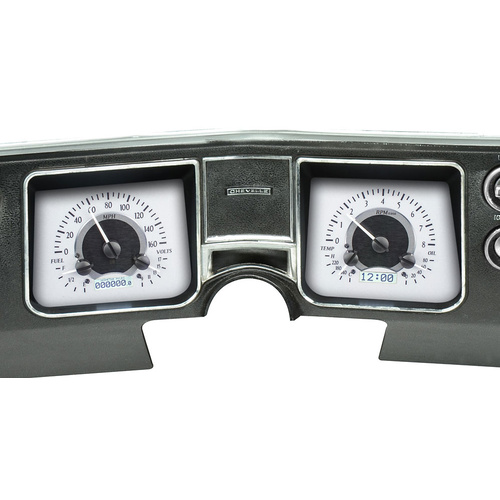 Dakota Digital Gauge Kit, 1968 For Chevrolet For Chevelle/ El Camino, Analog, Silver Background, Alloy Style Face, White Display
