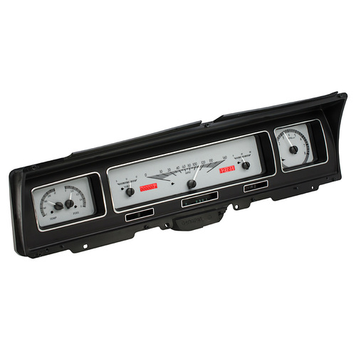 Dakota Digital Gauge Kit, 1968 For Chevrolet Caprice/ For Impala, Analog, Silver Background, Alloy Style Face, Red Display