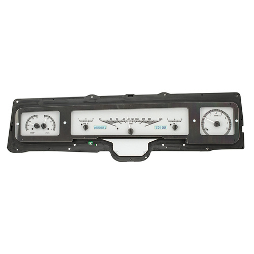 Dakota Digital Gauge Kit, 1968 For Chevrolet Caprice/ For Impala, Analog, Silver Background, Alloy Style Face, White Display