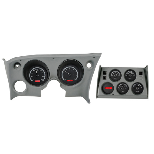 Dakota Digital Gauge Kit, 1968- 77 For Chevrolet Corvette, Digital, Black Background, Alloy Style Face, Red Display